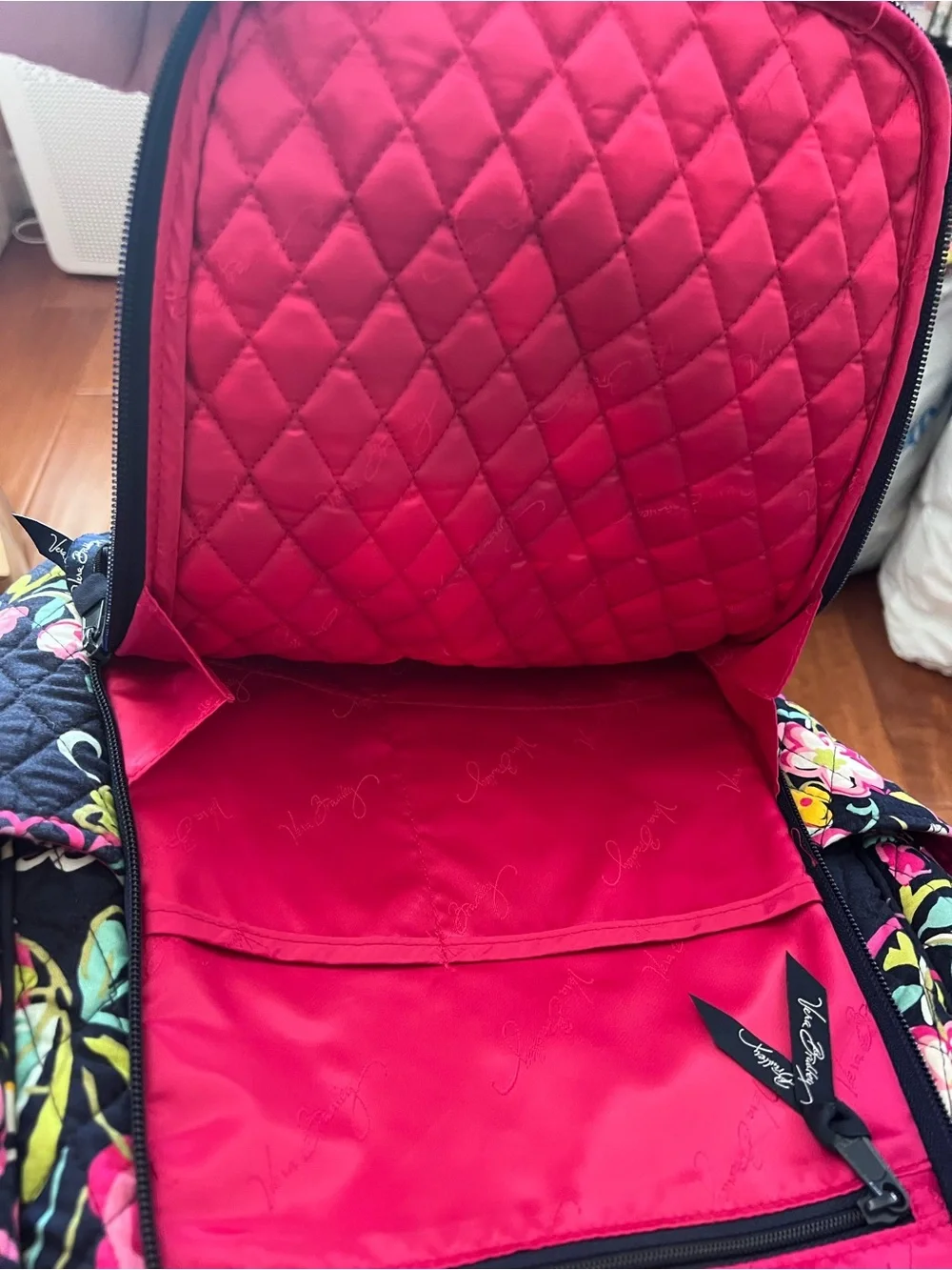 Vera Bradley Floral Quilted Navy Backpack -Ribbons